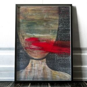 Writing on the Wall - Faceless Collection | Dark Abstract Woman 8x10 Painting